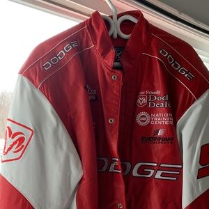 Nascar Red and White Dodge Racing Bomber Jacket